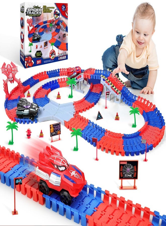 Humzo Spider Tracks Car Toys for Boys Ages 3-8, 2 Spider Cars & 212PCS Flexible Race Track, STEM Building Toy Gift for 3 4 5 6 7 8 Year Old Kids - Image 1